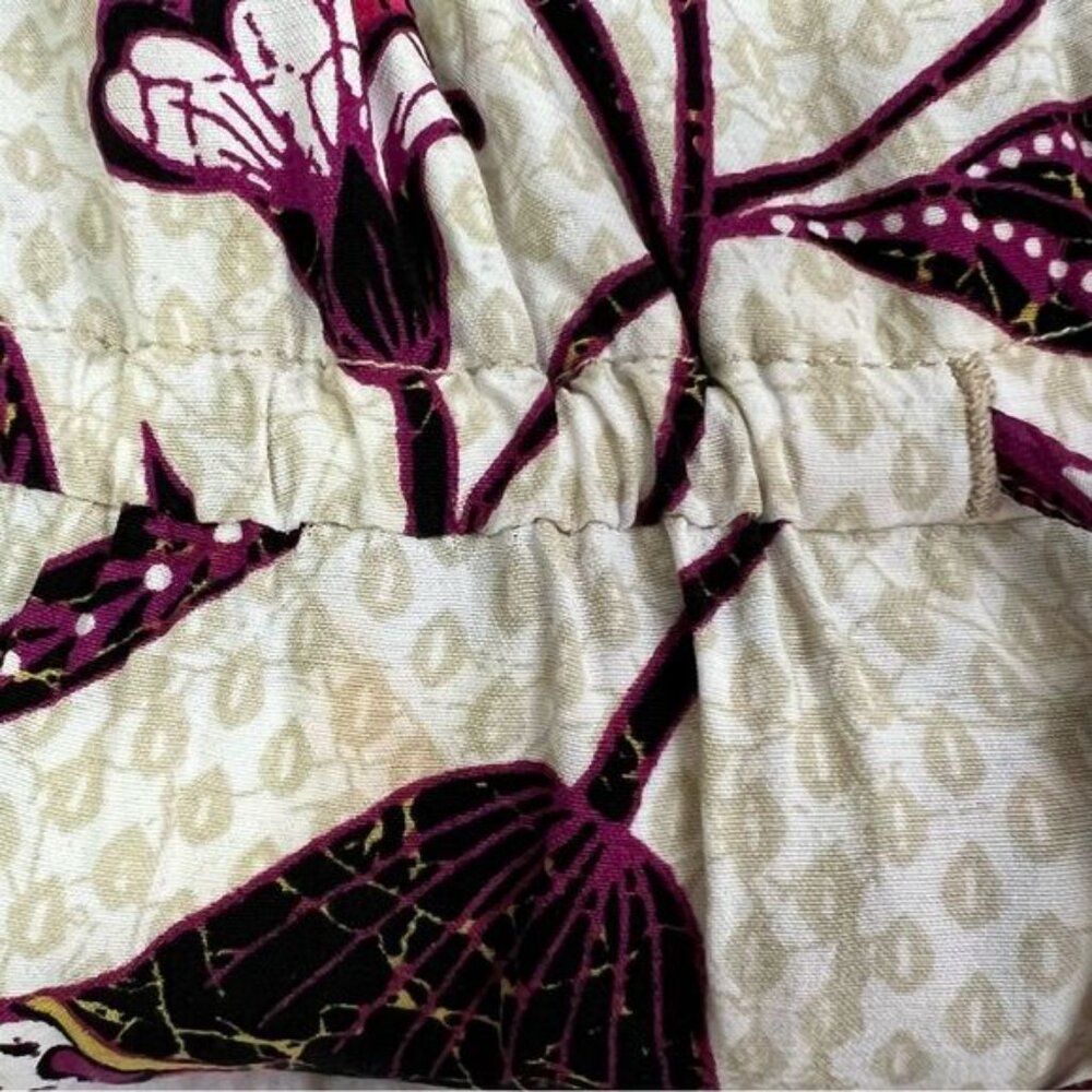 Loft Womens Floral Dress Size XL Cream Purple Long Sleeve Dressy Romantic Spring - Picture 8 of 10